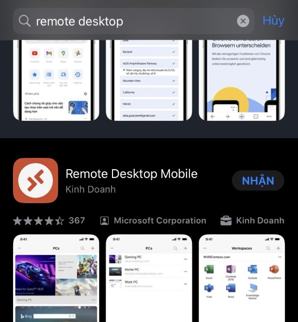 Truy cập vào App Store và tải ứng dụng Remote Desktop.